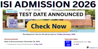 ISI Admission Test 2026 Exam Date Announced; Test on May 10